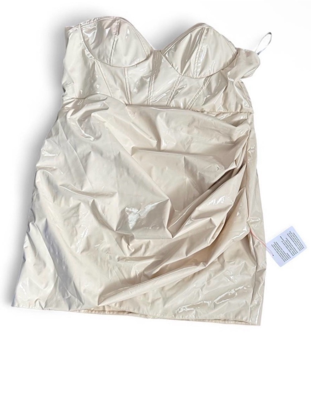 ASOS DESIGN Cream Patent Vinyl Corset Mini Dress NWT Y2K Party Club US 14